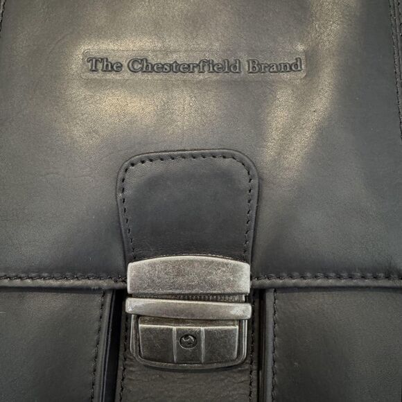 The Chesterfield Brand Joe Leather Briefcase 15.6 Laptop Bag Black Messenger - Picture 12 of 14